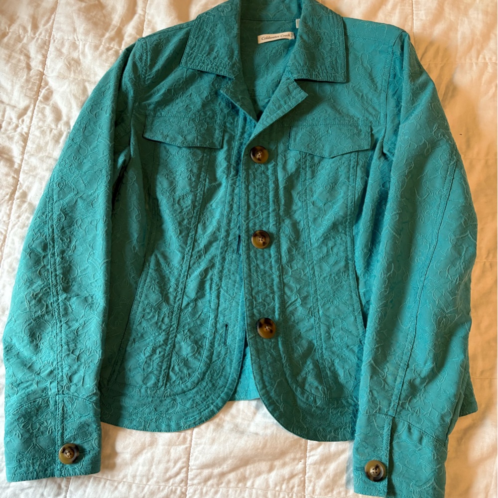 Coldwater Creek Teal Button-Up Jacket